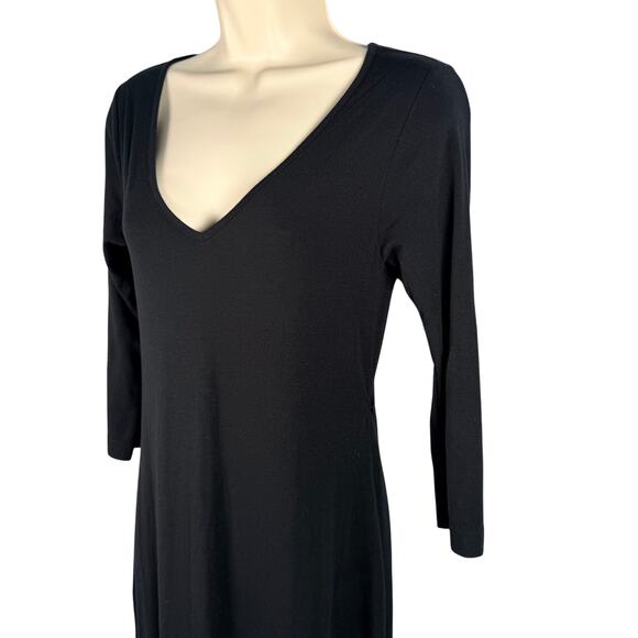 Old Navy Maternity Dress Size XS Solid Black V-neck Stretch Knit Maxi Length - Picture 4 of 10
